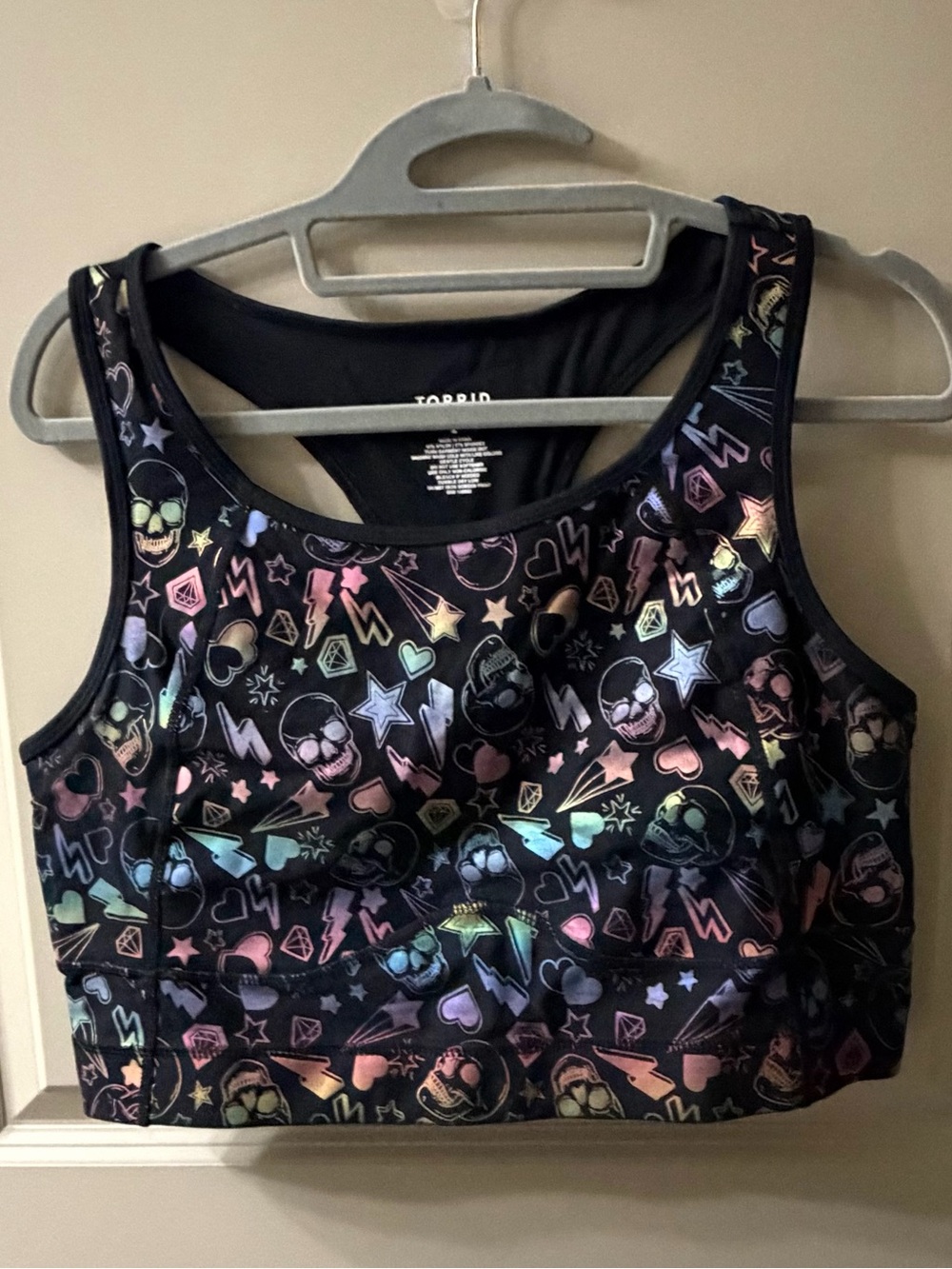 Torrid Rainbow Foil Skull Print Sports Bra Size 2x (18/20)